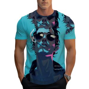 Summer Street Fashion Trendy Bright Abstract Art Style Pattern 3D Printing Mens Plus Size Short Sleeved T-Shirt Daily Casual