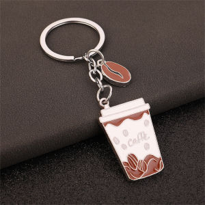 Mini Metal Coffee Cup Keychain Coffee Bean Pendant Keyring Women Men Backpack Accessories