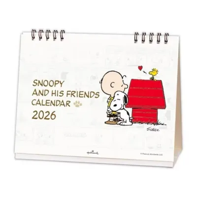 JURHOMIE With Memo Notes 2026 Snoopy Desk Calendar Flip Schedule One Month to View Monthly Daily Planner Planning Tool Coil Binding Monthly Calendar Home