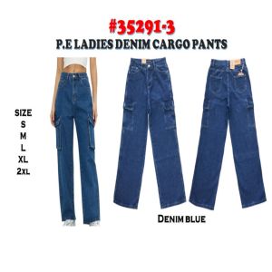 DFW 6 Pocket Denim Cargo Pants Straight Cut Pants Casual Baggy Pants Wide Leg Pants
