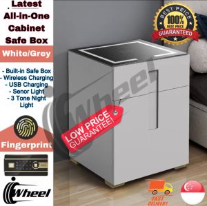 ✅INSTOCK Safe Box Cabinet Wireless Charging Night Light Sensor Light - Storage - USB port - Bedside Table - WIFI - 3 Tone Light - LED Light - Sensor Light - Security Box - Fringerprint - Passcode - Pin
