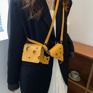 COLOO Triangle Cheese Shaped Bag Square Pu Leather Mini Shoulder Bag Simple Earphone Bag Crossbody Bag Girls