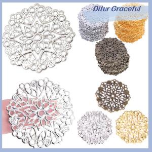 Ditur 50PCS Bronze Filigree Flower Connectors Crafts DIY Jewelry Making Accessories