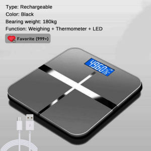 體重秤 電子秤 LED Digital Body Scale Weight Scale High Accuracy Smart Digital Body Fat Weighing Scale Penimbang Berat Badan USB Rechargeable
