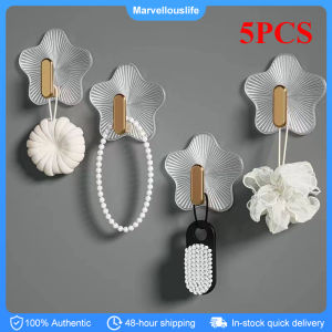 5Pcs Cute Star Shaped Transparent Hooks Self Adhesive Plastic Hook Towel Key Sundries Storage Holder