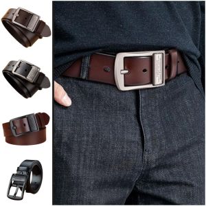 BAIXL 120cm Mens Belt Retro Simple Leather Belt Men Business Pants Metal Buckle Belt Male