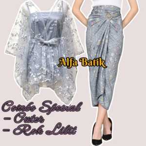 Outfit Atasan Fashion Satu Set Outer brokat cape Brokat Crop Kondangan Pesta Brokat seragam Bridesmaid Terbaru 2024