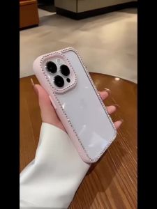 เคส iPhone16 เคสศัพท์ซิลิโคนเหลวเพชรอะคริลิก เคส iPhone16 Pro Max 15 14 13 เคสสำหรับ iPhone เคสนิ่มซิลิโคน TPU กันกระแทก