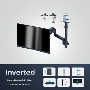 【 SG Seller 】Inverted Monitor Arm Adjustable Computer Monitor Bracket Computer Stand Ergonomic Desktop Stand for 17-32 inch Display