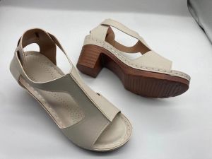 2025 Summer New Fish-Mouth Large Size Wedge Heel Open-Toe Buckle Strap Roman Style High-Heel Sandals