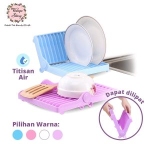 Rak Piring Lipat Pengering Peniris Piring Gelas Perlengkapan Dapur Portable