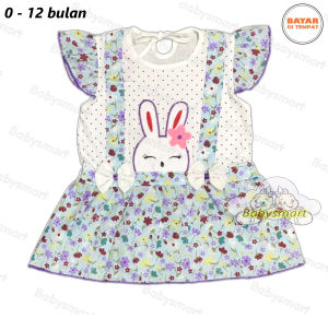 Babysmart - Baju Anak Perempuan Dress Motif RABBIT BUNGA PLANET KIDS / Pakaian Anak Cewek