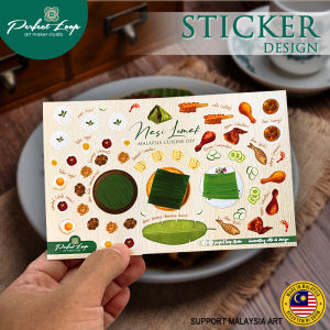 Sticker Design Malaysia Popular Dish Nasi Lemak DIY Plate Waterproof Sticker （BUY 10 FREE 1）
