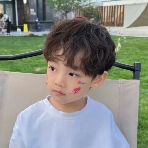 Childrens wig male tinfoil perm short curly hair baby photo photo fluffy texture perm short hair hood