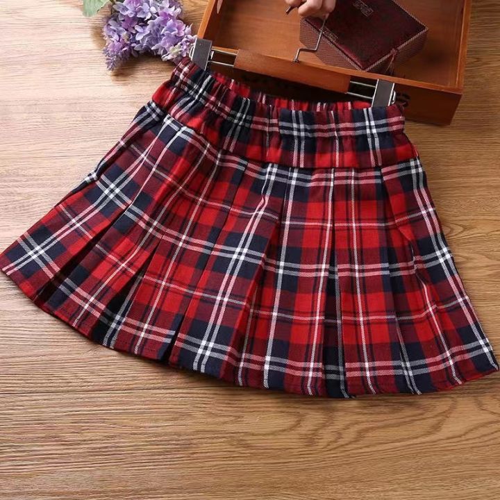 Uniform Skirt For Girls Pleated Plaid Skirt Kids Student School Uniform ...