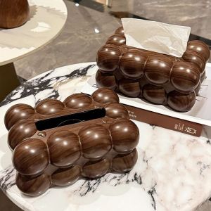 LIANG ไม่ลื่น ที่ใส่ทิชชู่หน้า ดีไซน์เมฆลายไม้ ช่องเปิดกว้าง กล่องทิชชู่ตั้งโต๊ะ ไม่ซ้ำใคร ถอดออกได้ ภาชนะใส่ผ้าเช็ดปาก บ้าน