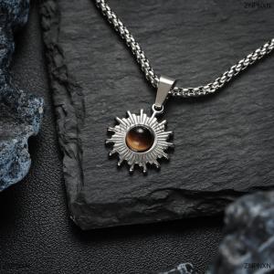 [COD] ZNPNXN Simple Stainless Steel Chain Necklace Hip Hop Geometric Sunflower Pendant Choker Men Jewelry