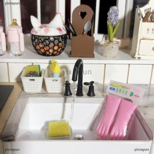 [COD] yixiayun 1Pair Dollhouse Miniature Rubber Gloves Simulation Long Cleaning Gloves Doll Kitchen Decor 1:12 Doll House Furniture Accessories