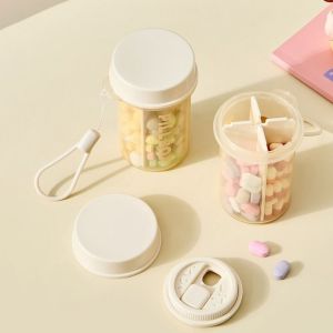 SKYJS Portable 4 Grids Pill Box Moisture-proof Sealed Pill Storage Box Practical with Lid Pill Dispenser for Home