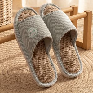 Japanese-Style Breathable Wooden Floor Slippers For Women Suitable For Home Use In All Seasons Silent Sweat-Absorbent Non-Slip Spring And Autumn Cotton-Linen Slippers For Men