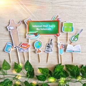 Topper / Hiasan Kue Custom Tema Guru atau untukk Hari Guru / Teachers Day