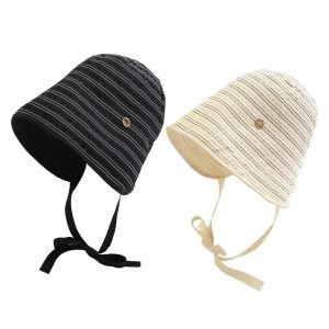 NOBLELUX Stripe Fishermans Hat for Women Breathable Sun-protective Bucket Hat Fashion Big Brim Beach Cap