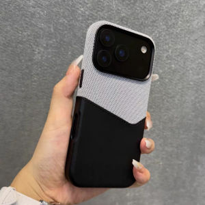 Leather and Fabric Splicing Texture Card Insertion Magnetic Case for iPhone 17 Pro Max Air 16 Plus 15 14 13 12 for Magsafe Cases