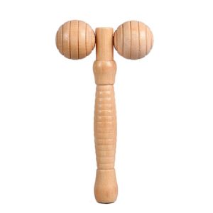 XGA38 Household Wooden Massage Roller Handheld Manual Trigger Point Massager Soothing Hand Push Body Massage Tool Wheel Shaft
