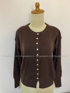 Cardigan Rajut Wanita Gaya Korea Duth Button Polos Warna Solid - Minyeostore.id