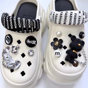 Crocs Jibbilz เครื่องประดับตกแต่งรองเท้าบอลลูนรูปหมี3มิติแบบถอดได้หัวเข็มขัดรองเท้าสำหรับ Crocs