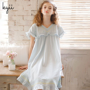 KYII summer princess cotton short sleeved Sleepwear Dress ky22245