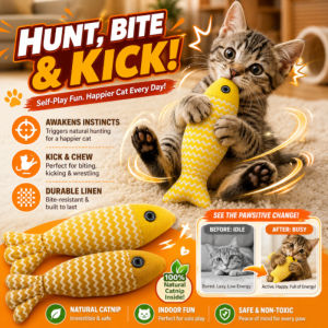 Catnip Fish Toy Interactive Cat Toy Self Entertainment Durable Plush Catnip Fish Self Play Toy Crinkle Sound Pet Cat Toys