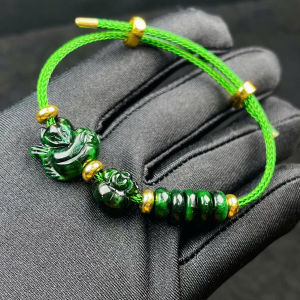 vòng tay nữ hồ ly cẩm thạch tự nhiên mix đồng điếu và túi tiền cẩm thạch tự nhiên vòng tay đá phong thủy trang sức thiết kế đủ hóa đơn thẻ bảo hành
