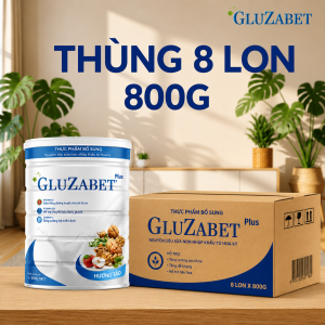 Thùng 8 Hộp Gluzabet 800g Hỗ trợ ổn định đường Huyết Ăn Ngon Ngủ Ngon Tăng cường Đề Kháng