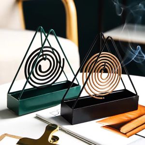 Portable Mosquito Coil Holder with Tray Creative Wrought Iron Triangular Shape Mosquito Repellent Incense Rack