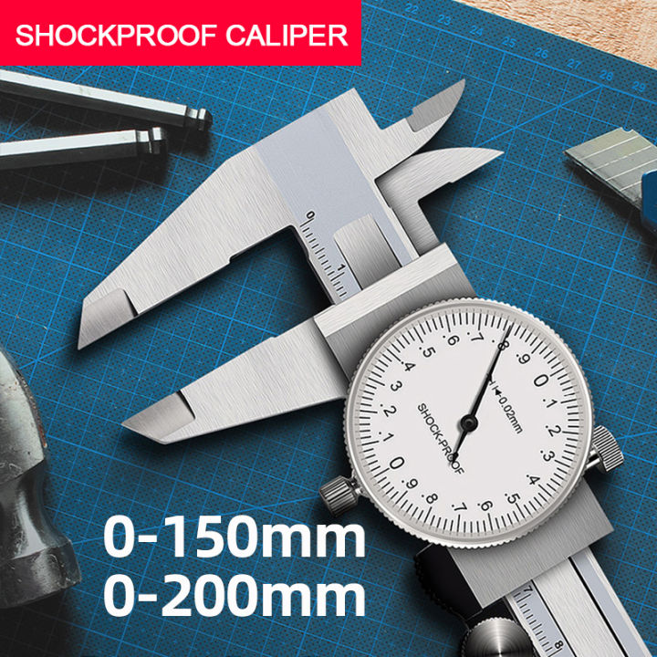 0150mm/200mm 0.02mm Vernier Caliper With Meter Dial Calipers Metal