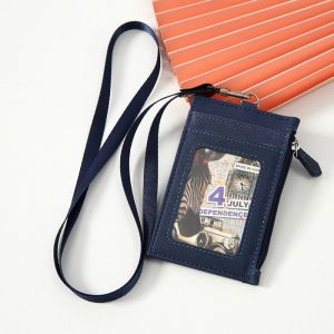 UUMIR PU Leather Card Badge Holder with Neck Lanyard Zipper Bag Card Bag High Quality Coin Purse Student