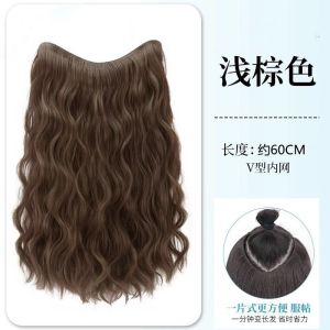 Long realistic-looking hair extensions for women featuring a single-piece water-wave long curly style designed to add volume lightweight and virtually invisible