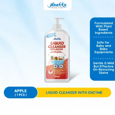 Anakku Baby Liquid Cleanser Enzyme Baby Bottle Cleanser 750ml (Apple/Peach) Pencuci Sabun Cuci Botol Susu Baby LQ7501