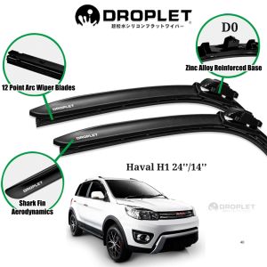 Haval H1 Silicone Car Wiper Blades 24’/14’D0 Front Set Droplet@BilahPengelap 24’/14’D0