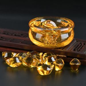 Mangkuk Harta Karun Bahan kristal 8/10cm Treasure Bowl - Kerajinan Perabot Rumah Tangga Ornament Feng Shui Decoration Ju Bao Pen Untuk Mengumpulkan Kekayaan Dan Berkah