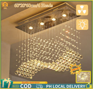 【Free Bulb+Free Wall Lamp】Crystal Lamp Dining Room Chandelier Individuality Brief Rectangle Lights Modern Bar Counter for Home