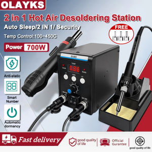 Portable Hot Air Rework Station Set 2 in1 Electric Soldering Irons Hot Air Heat Gun With Digtal LCD Display SMD Soldering Iron Rework Station Temperature Adjustable For SMD/BGA Soldering Station Hot Air Welding Tools