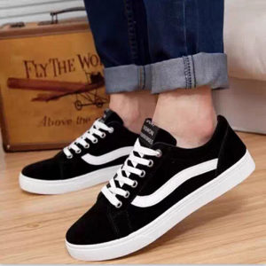 aa032 sepatu sneakers olahraga pria cowok cowo sekolah sport lari murah dewasa hitam putih