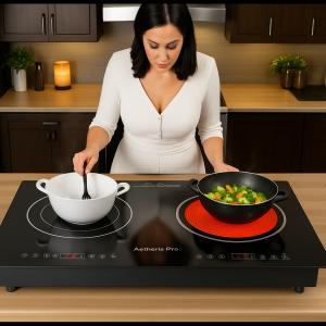 LCD Induction Cooker – Tempered Glass Panel Touch Control 2000W Fast Heating Portable Electric Stove for Home Kitchen