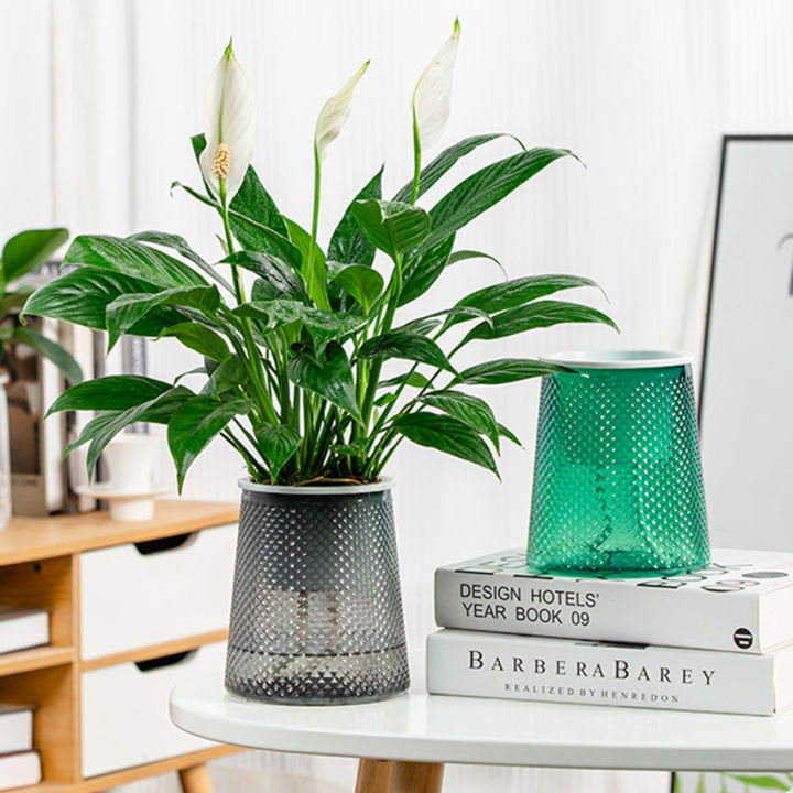 Hấp thụ nước tự động chậu trồng cây nhựa trong suốt Chậu Hoa Tròn cho ...