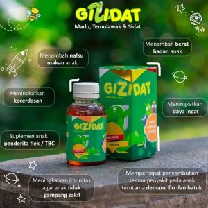 Madu Gizidat Original 3x Menambah Nafsu Makan Anak & Bayi Ekstrak Ikan Sidat Temulawak Badan Gemuk BB Naik BPOM / Madu Gemuk Anak / Penggemuk Badan Anak & Bayi / Vitabumin / Vegeblend / Mpasi / Penggemuk Badan / Memaksimalkan tumbuh Kembang