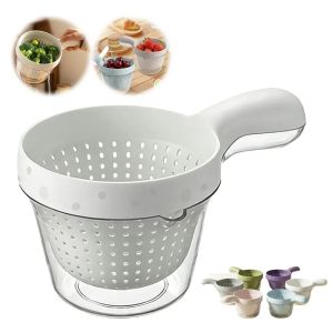 OKDEALS with Handle Kitchen Drain Basket 2-in-1 Double Layer Vegetable Drain Basket Portable Drain Rack