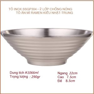 Tô-Bát- Ramen Inox 304 SSGP Với Hai Lớp Cách Nhiệt Chông Nóng An Toàn