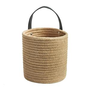 Efficient Woven Rope Hanging Storage Holder Hanging Rope Baskets For Wall Decoration And Storage With Leather Handle